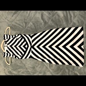 BEBE XXS black and white striped body con dress. Just too small for me now